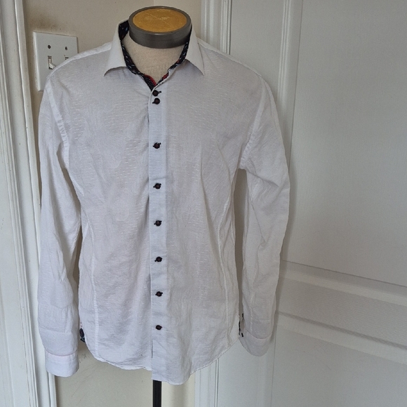 Men's White Casual Button Down Shirt - Picture 3 of 16